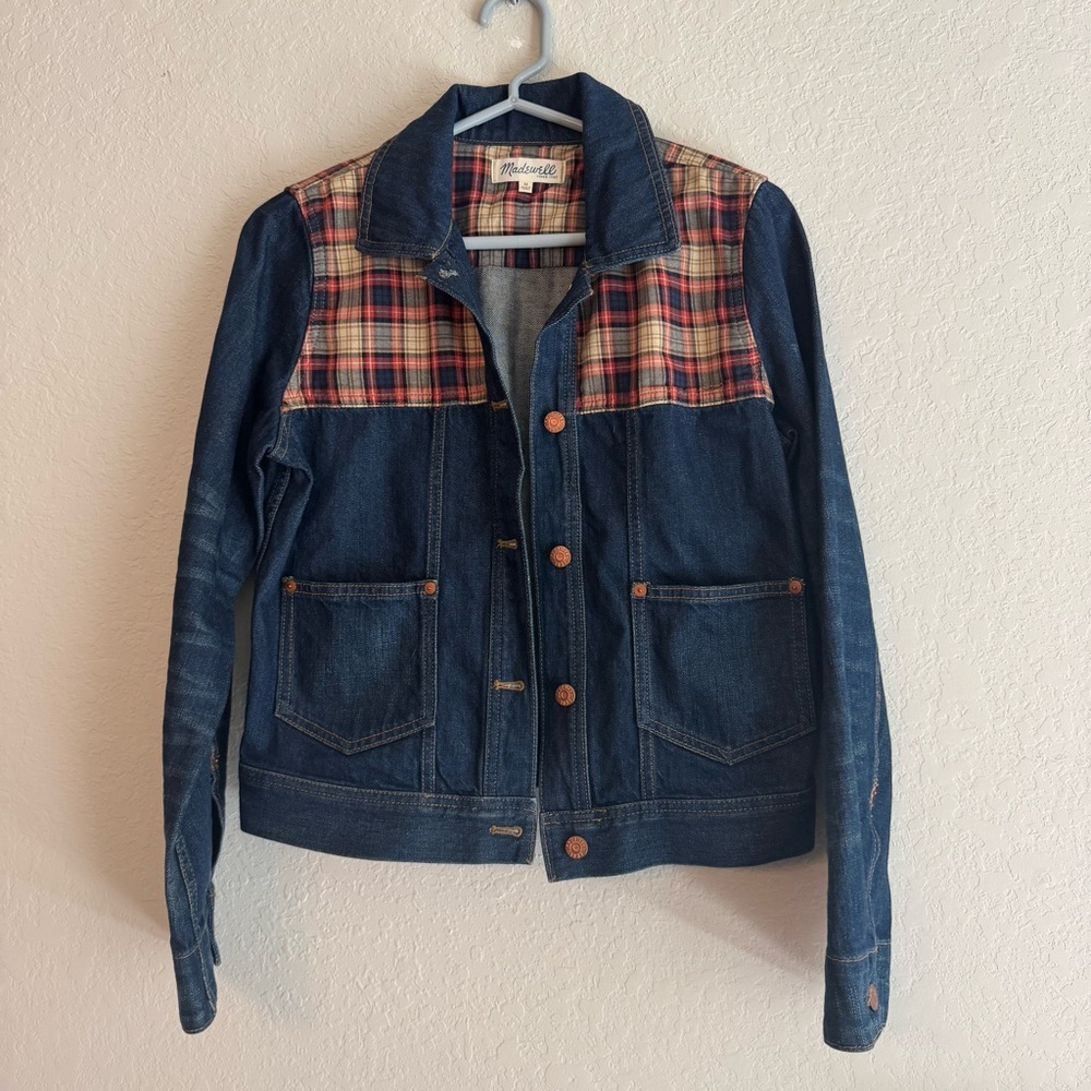 Madewell denim jean plaid jacket medium